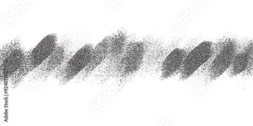 Grainy stipple noise gradient border with spray texture. Grunge stripe background. Dotted vector swabs with fade effect. Abstract brushed wavy pattern