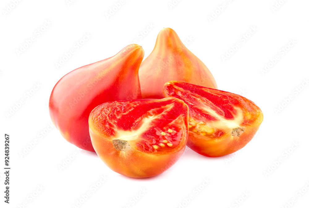 Tomatoes isolated on white background closeup. Tomatoes isolated on white background closeup.