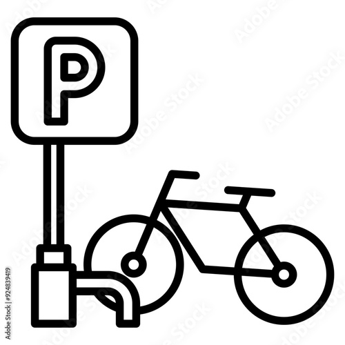 Bicycle Park  Icon Element For Design