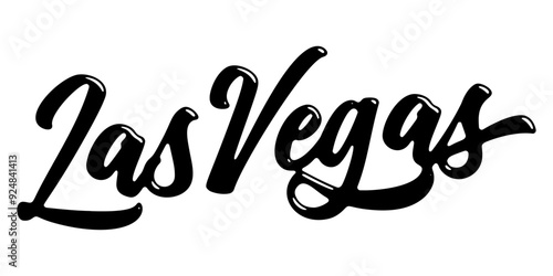 Las Vegas city name written in street art-style liquid brush script lettering