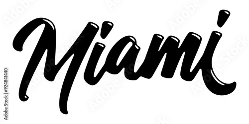 Miami city name written in street art-style liquid brush script lettering