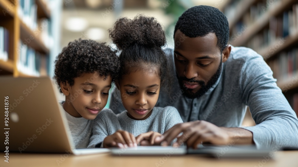 Father Helping Children with Father Helping Children with