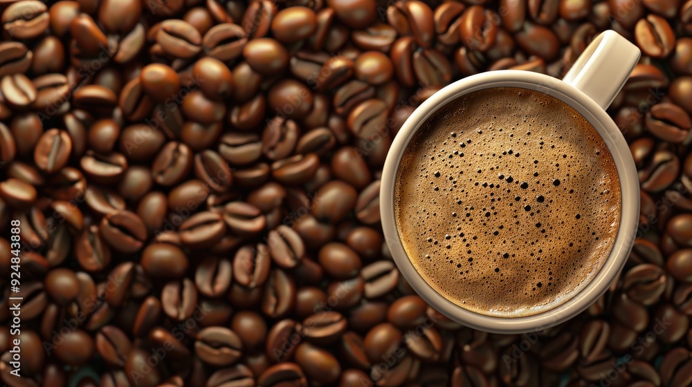 Fototapeta premium Coffee Cup with Beans Background