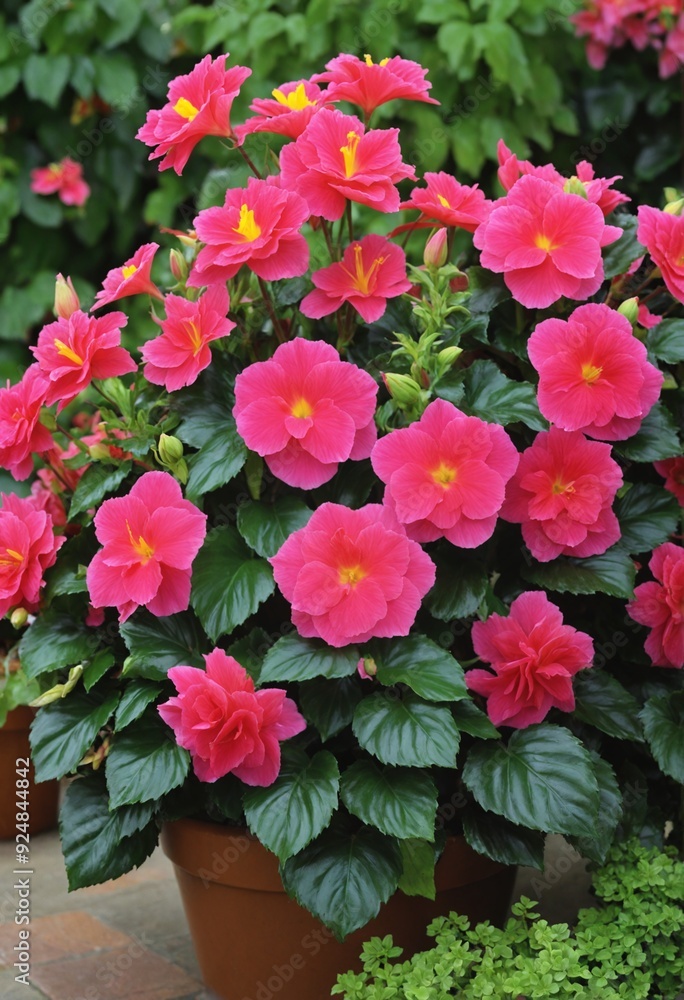 Red flowers in a pot Red flowers in a pot