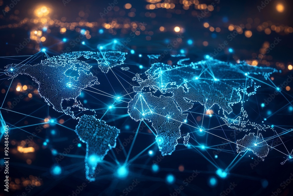 Global Digital Business Network Connection Illustration created with Generative AI Global Digital Business Network Connection Illustration created with Generative AI