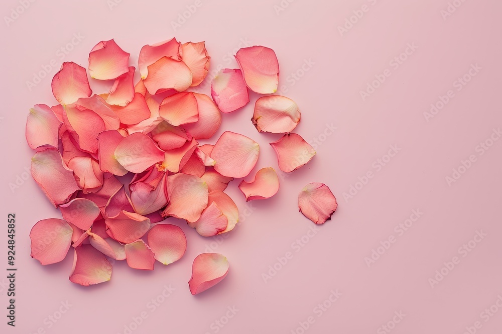 Simple design Pink rose petals on light pink backdrop Simple design Pink rose petals on light pink backdrop