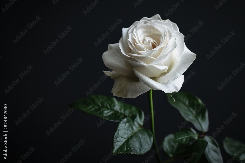 Fototapeta premium White rose against black backdrop