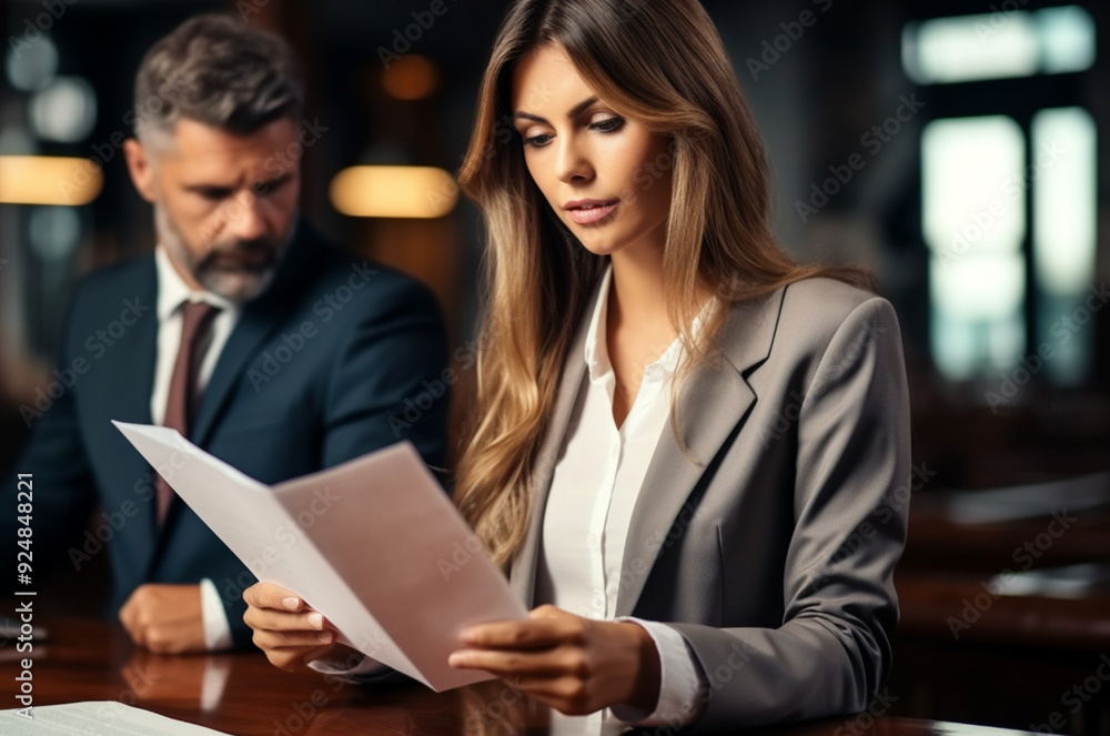 Fototapeta premium Business people working together in office, contract making