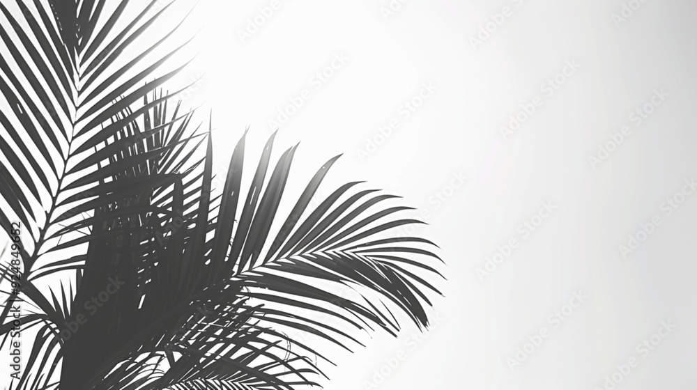 Palm leaves minimalism, balck and white, background Palm leaves minimalism, balck and white, background