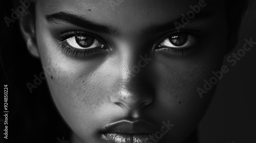 Minimalist Black and White Portrait with Intense Expression