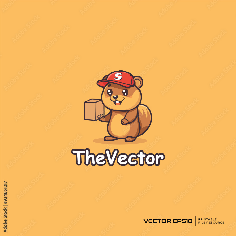 Beaver courier mascot, vector, logo, character, cartoon, illustration, eps10 Beaver courier mascot, vector, logo, character, cartoon, illustration, eps10