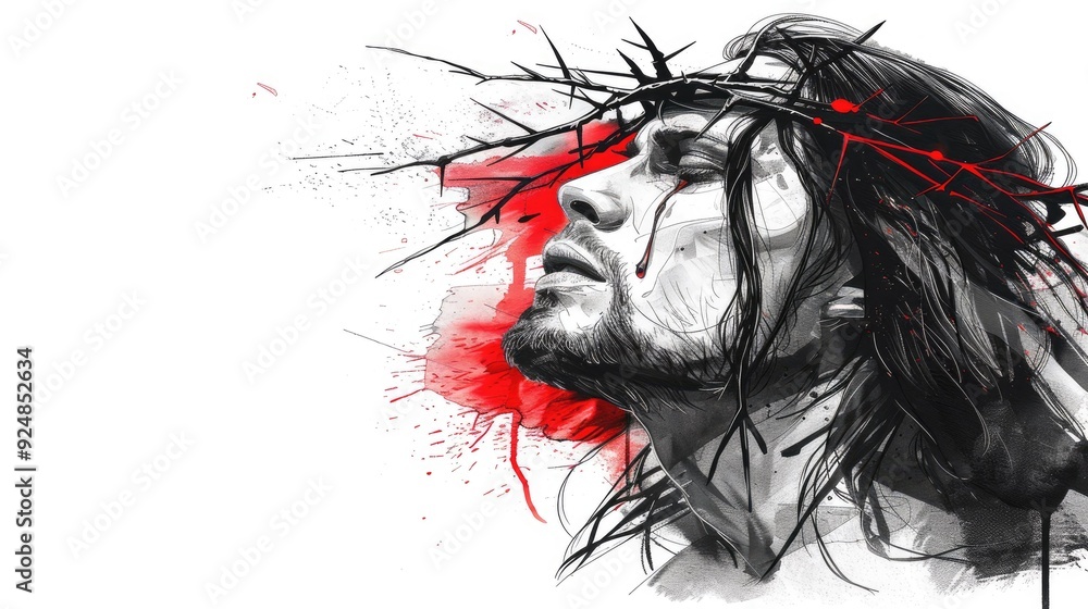 Fototapeta premium jesus' face with crown thorns