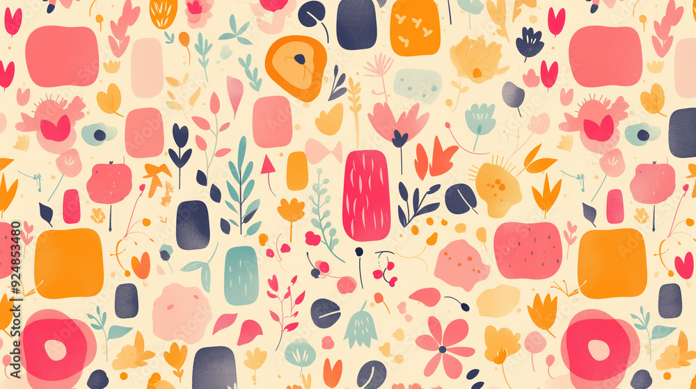 Cute doodle pattern background with abstract shapes and dots. Modern vector pattern for Banner, Flyer, Cover... Cute doodle pattern background with abstract shapes and dots. Modern vector pattern for Banner, Flyer, Cover...