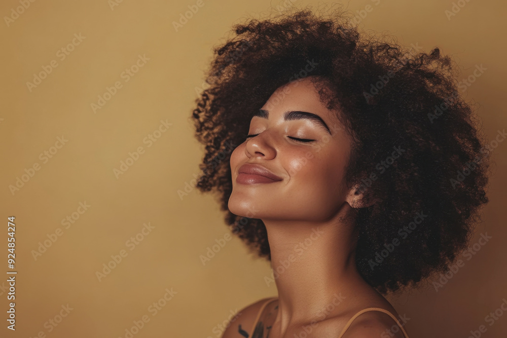 A close up of a woman's face with tattoos and her eyes closed