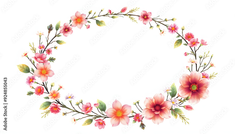 custom made wallpaper toronto digitalWreath of floral and flower illustration isolated with white highlights, png