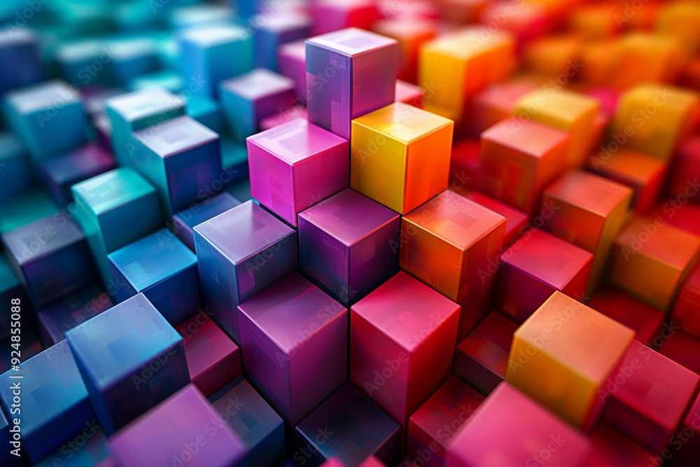 vibrant and dynamic display of colorful cubes creates a visually ...