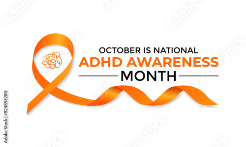National ADHD Awareness Month is observed every October. This month-long event raises awareness of Attention Deficit Hyperactivity Disorder. Vector illustration.
