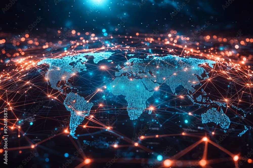 Global Digital Business Network Connection Illustration created with Generative AI