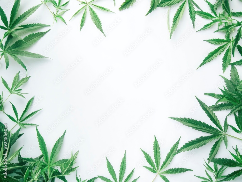lush cannabis leaves in the center of picture isolated on white, high detailed professional photo lush cannabis leaves in the center of picture isolated on white, high detailed professional photo