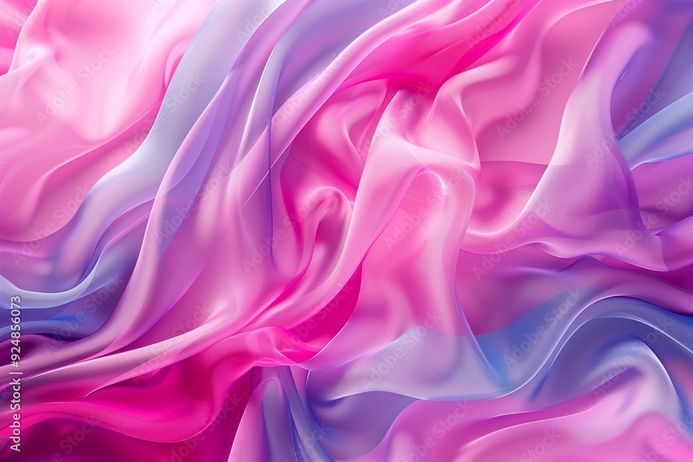 Fototapeta premium Swirly motion abstract elements with pink and periwinkle sheets. Abstract colorful background
