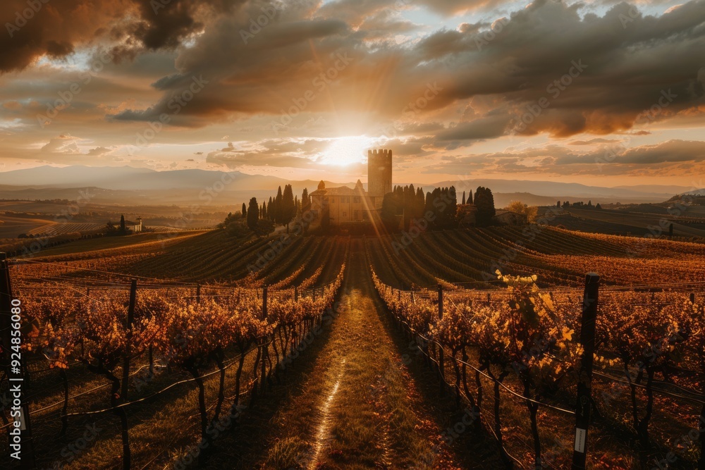Fototapeta premium active sun dried vineyards