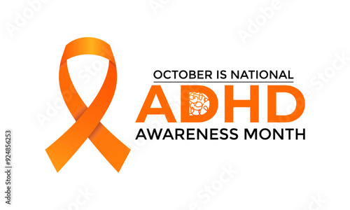 National ADHD Awareness Month is observed every October. This month-long event raises awareness of Attention Deficit Hyperactivity Disorder. Vector illustration.
