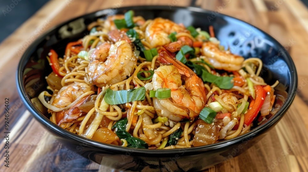 Japanese Yakisoba with Noodles Shrimp and Veggies Japanese Yakisoba with Noodles Shrimp and Veggies