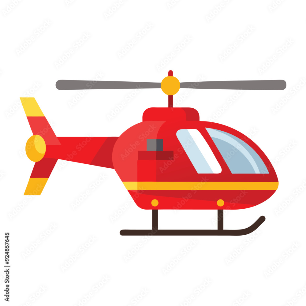 Illustration of Red Helicopter In Flat Style Illustration of Red Helicopter In Flat Style