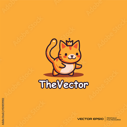 Cute king cat mascot, vector, logo, character, cartoon, illustration, eps10