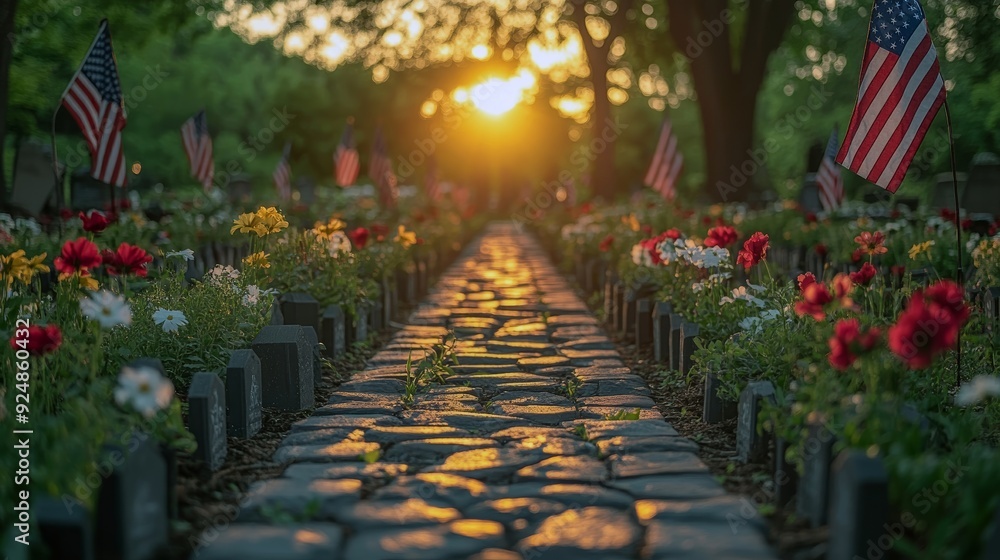 Fototapeta premium American Flag Memorial Day Tribute: Remember and Hono