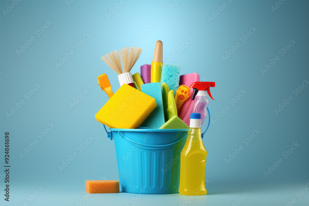 generated illustration of chemical cleaning supplies on color background generated illustration of chemical cleaning supplies on color background