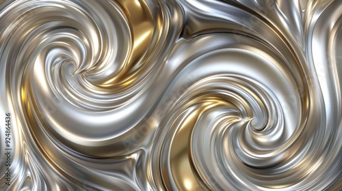 Metallic Silver and Gold Abstract Swirling Pattern Wallpaper