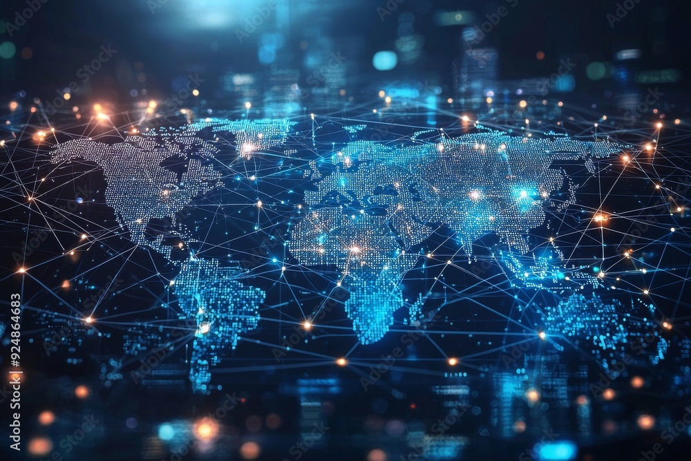 Global Digital Business Network Connection Illustration created with Generative AI Global Digital Business Network Connection Illustration created with Generative AI