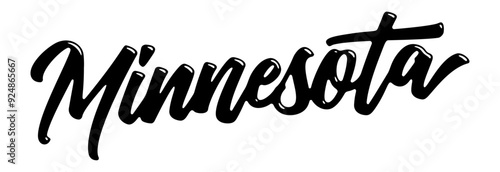 Minnesota state name written in street art-style liquid brush script lettering