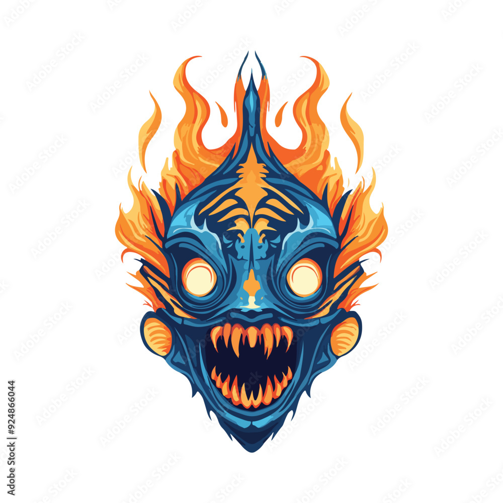 fish head vector with burning fire fish head vector with burning fire