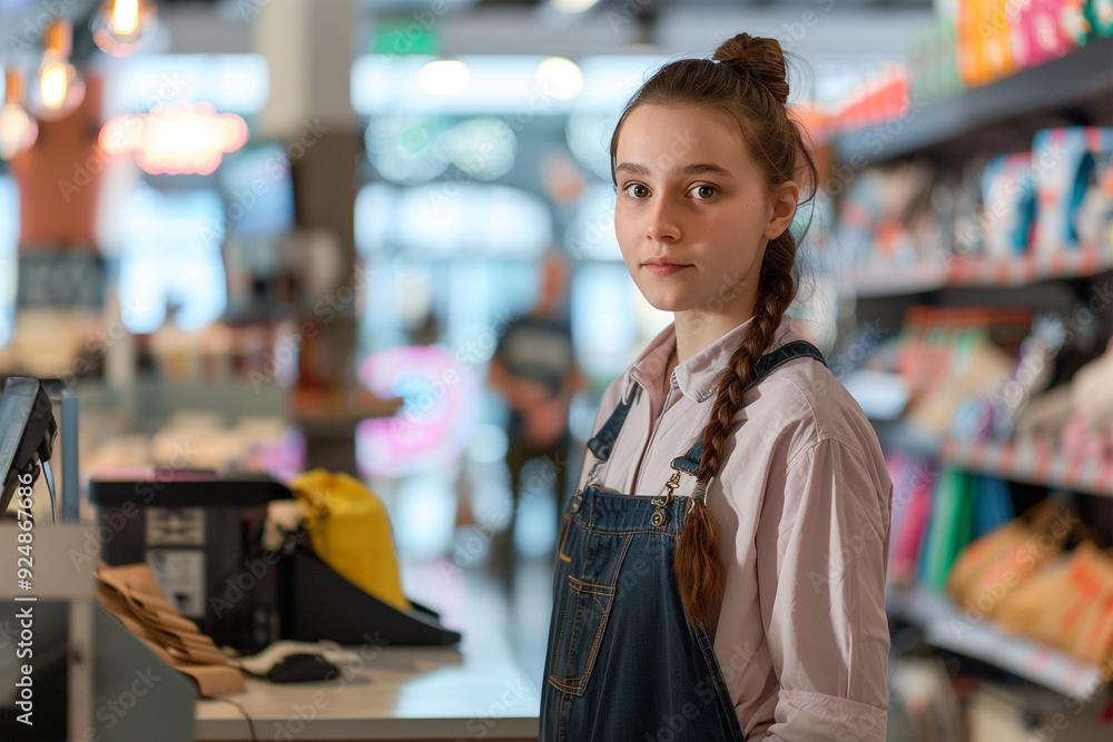Young Customer and Salesperson in a store Young Customer and Salesperson in a store