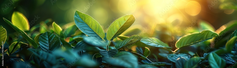 Obraz premium Green Leaves in Sunlight