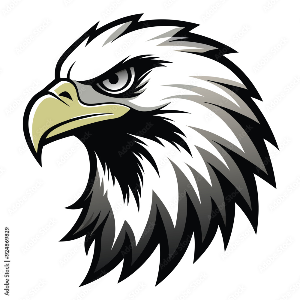 Obraz premium Angry Eagle Head Mascot Logo Vector Art Illustration. Generative AI