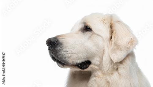 グレート・ピレニーズのポートレート（Great Pyrenees portrait on white background） 