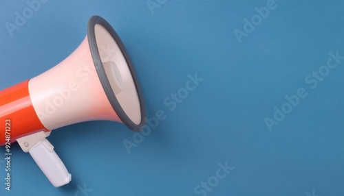 classic megaphone or loudspeaker set against a solid, vibrant color background, symbolizing the concept of communication, amplification, and broadcasting ideas or messages.