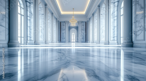Grand Marble Hall with Elegant Chandelier