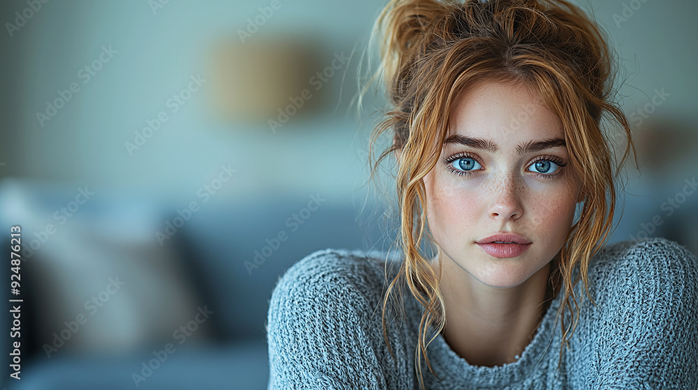 The scene shows a woman participating in a conversation, looking visibly sad The scene shows a woman participating in a conversation, looking visibly sad