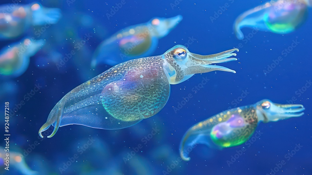 Transparent Squid Swimming in the Ocean Transparent Squid Swimming in the Ocean