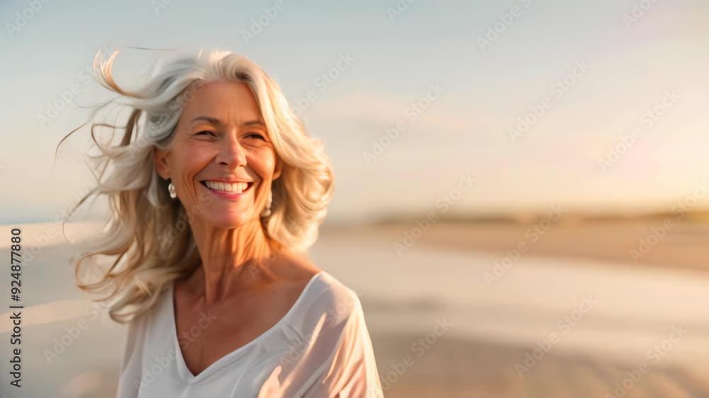 Portrait of a beautiful senior woman standing on the beach.