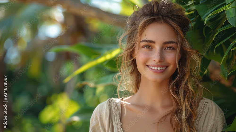 Smiling Woman in Tropical Paradise Smiling Woman in Tropical Paradise