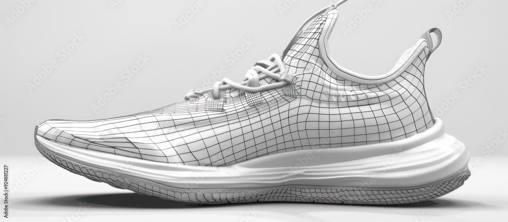 White Sneaker with Wireframe Design White Sneaker with Wireframe Design