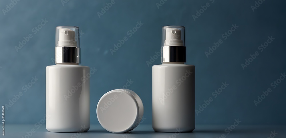 Bottle and empty white plastic tubes for cosmetics on a beige background Packaging Bottle and empty white plastic tubes for cosmetics on a beige background Packaging