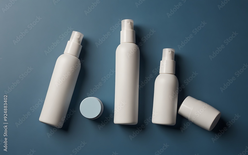 Bottle and empty white plastic tubes for cosmetics on a beige background Packaging Bottle and empty white plastic tubes for cosmetics on a beige background Packaging