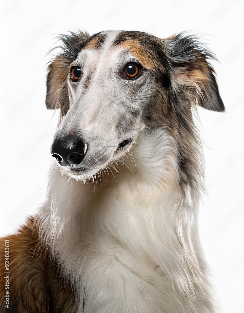 ボルゾイのポートレート(Borzoi portrait on white background)
ボルゾイのポートレート(Borzoi portrait on white background)