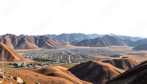 Panoramic view of Beshtau isolated with white highlights, png photo